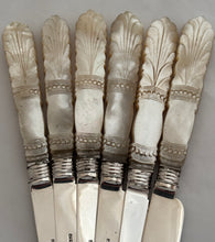 William IV Silver & Carved Mother of Pearl Dessert Knives and Forks for Six. Sheffield 1836 Atkin & Oxley.