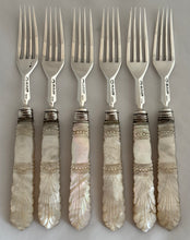 William IV Silver & Carved Mother of Pearl Dessert Knives and Forks for Six. Sheffield 1836 Atkin & Oxley.