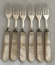 William IV Silver & Carved Mother of Pearl Dessert Knives and Forks for Six. Sheffield 1836 Atkin & Oxley.