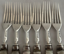 William IV Silver & Carved Mother of Pearl Dessert Knives and Forks for Six. Sheffield 1836 Atkin & Oxley.