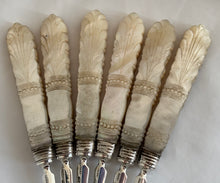 William IV Silver & Carved Mother of Pearl Dessert Knives and Forks for Six. Sheffield 1836 Atkin & Oxley.
