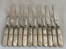 William IV Silver & Carved Mother of Pearl Dessert Knives and Forks for Six. Sheffield 1836 Atkin & Oxley.