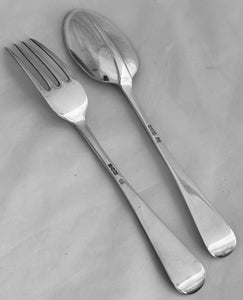 Edwardian Cased Silver Christening Spoon & Fork. London 1908 Josiah Williams & Co. 2.1 troy ounces.