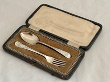 George V Cased Silver Christening Spoon & Fork. Sheffield 1918/20 Cooper Brothers & Sons Ltd. 2 troy ounces.