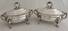 Pair of Silver Plated Lion Mask Sauce Tureens & Covers.
