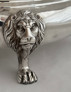 Pair of Silver Plated Lion Mask Sauce Tureens & Covers.
