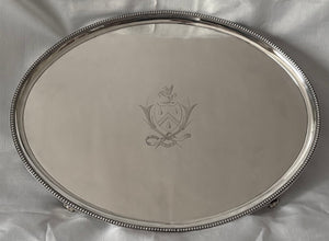 The American Revolutionary War: Vice Admiral Gayton & Admiral Calmady, George III Silver Tray. London 1787 Elizabeth Jones, 50 troy ounces.