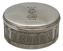 William IV Silver and Cut Glass Circular Box. London 1834. 1.2 troy ounces.