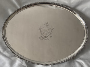 The American Revolutionary War: Vice Admiral Gayton & Admiral Calmady, George III Silver Tray. London 1787 Elizabeth Jones, 50 troy ounces.