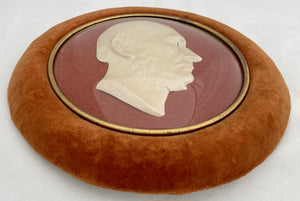 Victorian Framed & Glazed Silk Relief Plaque of British Prime Minister William Gladstone.
