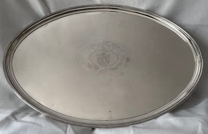 Georgian, George III, Large Old Sheffield Plate Armorial Salver, circa 1790. Arms of Cooper & Lambard.