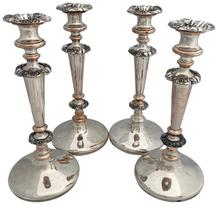 Four George IV Old Sheffield Plate Candlesticks. Roberts, Cadman & Co. circa 1820 - 1830.