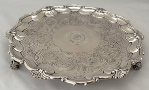Georgian Old Sheffield Plate Salver, Crested for Reid. Blagden, Hodgson & Co., Sheffield, Circa 1820.