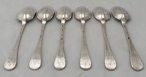 Six Queen Anne Britannia Silver Tablespoons for Blencowe of Marston St. Lawrence. London 1712 Andrew Archer, 11.7 troy ounces.