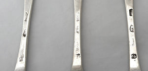 Six Queen Anne Britannia Silver Tablespoons for Blencowe of Marston St. Lawrence. London 1712 Andrew Archer, 11.7 troy ounces.