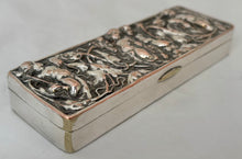 Victorian Silver Plated Snuff Box, Naturalistic & Putti Relief Detail.