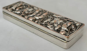 Victorian Silver Plated Snuff Box, Naturalistic & Putti Relief Detail.