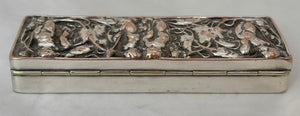 Victorian Silver Plated Snuff Box, Naturalistic & Putti Relief Detail.