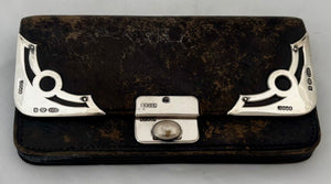 Art Nouveau Silver Mounted Leather Purse. Birmingham Import 1907, Boots Pure Drug Company.