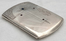 Austrian Jugendstil Silver Cigarette Case with Cabochon Sapphire & Inset Highlights. 3.5 troy ounces.