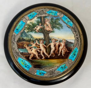 19th Century Continental Silver and Enamel Mounted Snuff Box.