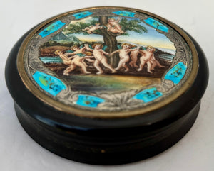 19th Century Continental Silver and Enamel Mounted Snuff Box.