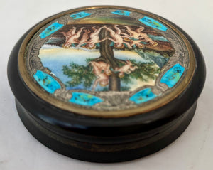 19th Century Continental Silver and Enamel Mounted Snuff Box.