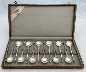 Twelve Dutch Silver Dessert Spoons. M. Bijkamp of Steenwijk. 3.8 troy ounces.