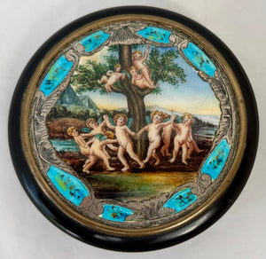 19th Century Continental Silver and Enamel Mounted Snuff Box.