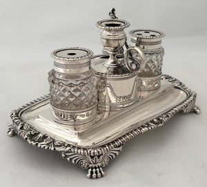 George III Silver Inkstand. London 1813 Rebecca Emes and Edward Barnard I. 12 troy ounces.