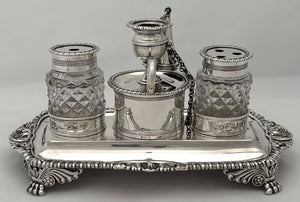 George III Silver Inkstand. London 1813 Rebecca Emes and Edward Barnard I. 12 troy ounces.