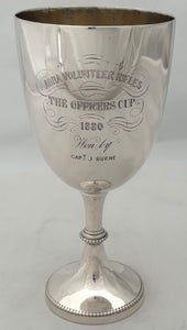 Agra Volunteer Rifles, British Indian Army, Silver Goblet. Cooke & Kelvey, Calcutta, circa 1880. 6.8 troy ounces.
