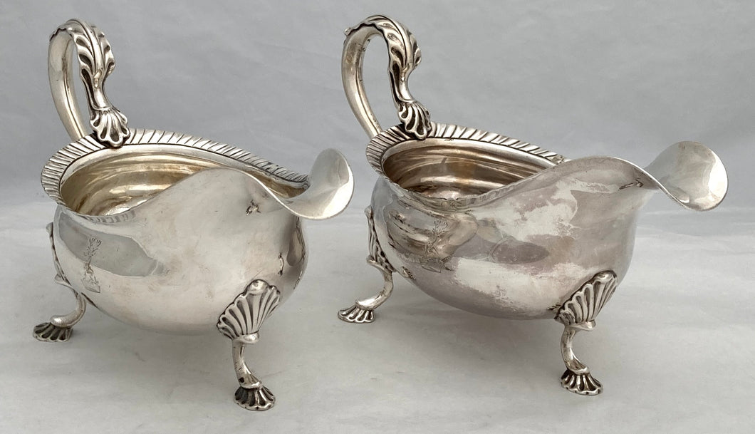 Georgian, George III, Pair of Silver Sauce Boats. London 1766 Sebastian & James Crespell. 21 troy ounces.