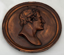 The Duke of Wellington. A Mid 19th Century Lead Backed Copper Portrait Profile Plaque.