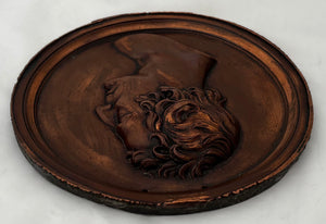 The Duke of Wellington. A Mid 19th Century Lead Backed Copper Portrait Profile Plaque.