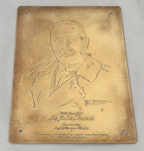 Field Marshal Sir John French, Commander Expeditionary Forces 1914, Brass Portrait Plaque, After Rex Osborne.