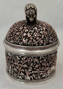 Indian Style Silver Plated Box and Cover with Elephant Finial. Elkington & Co. circa 1870 - 1880.