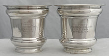 George V Pair of Silver Beakers 'HMS Mons 1915'. London 1914 S W Smith & Co. 4.3 troy ounces.