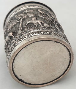 Indian Silver Cylindrical Caddy Box & Cover, Lucknow, circa 1900. 2.8 troy ounces.