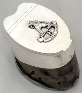 8th Punjab Regiment, British Indian Army, Silver Plated Horse Hoof Inkwell. Mappin & Webb, circa 1930.