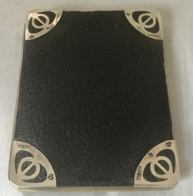 Art Nouveau Silver Mounted Leather Card Case. London 1901 Joseph Schiebner.