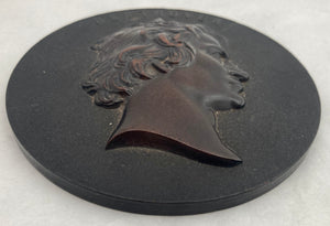 Beethoven Bois Durci Portrait Roundel, After Francois Lepage circa 1880.