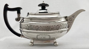 Georgian, George III, Silver Tea Set. London 1810 Robert Hennell I & Samuel Hennell. 33 troy ounces.