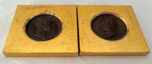 Napoleon Emp Et Roi & Marie Louise Imperatrice Bronze Portrait Profile Medallions, After Andrieu.