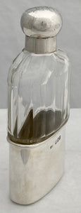 Victorian Silver & Cut Glass Hip Flask. London 1897 Charles & George Asprey.