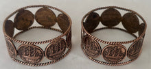 HMS Foudroyant, Pair of Copper Ropework & Medalet Napkin Rings, circa 1900.