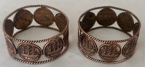 HMS Foudroyant, Pair of Copper Ropework & Medalet Napkin Rings, circa 1900.