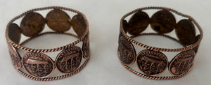 HMS Foudroyant, Pair of Copper Ropework & Medalet Napkin Rings, circa 1900.