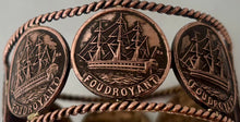 HMS Foudroyant, Pair of Copper Ropework & Medalet Napkin Rings, circa 1900.