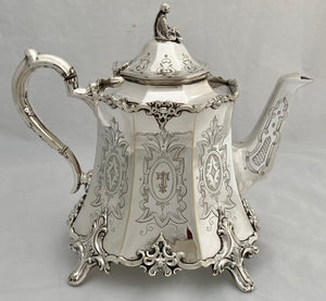 Victorian Silver Plated Tea, Coffee & Sugar Set. Albert Beardshaw & Co., Sheffield circa 1880.